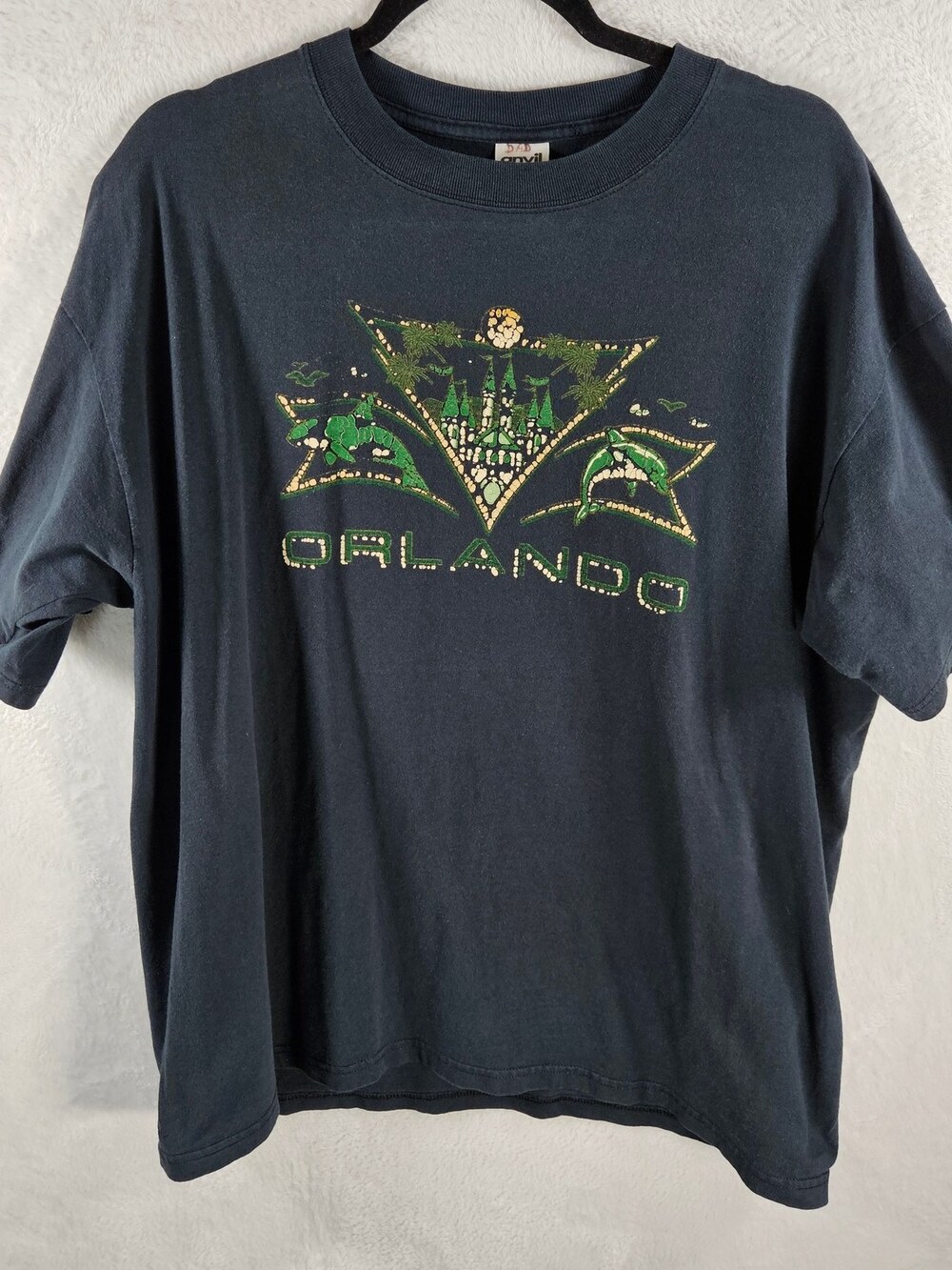 Orlando Florida Souvenir T-Shirt Faded Navy Blue Cotton Size XL *Fits As Large